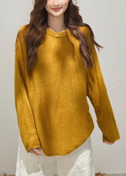 Organic Yellow Oversized Knit Cozy Sweaters Fall