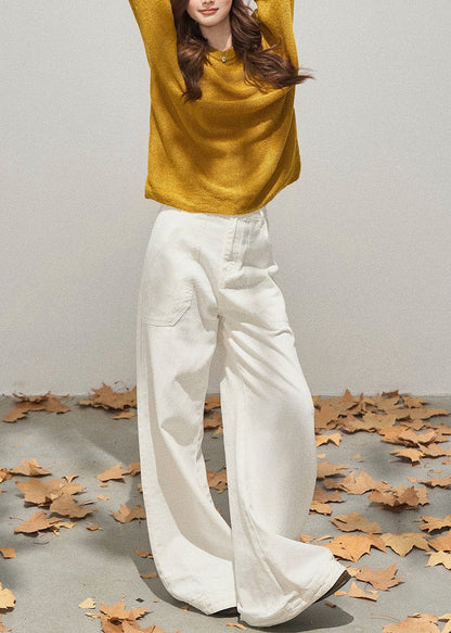 Organic Yellow Oversized Knit Cozy Sweaters Fall