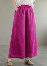 Load image into Gallery viewer, Organic Yellow Pockets Elastic Waist Linen Wide Leg Pants Summer