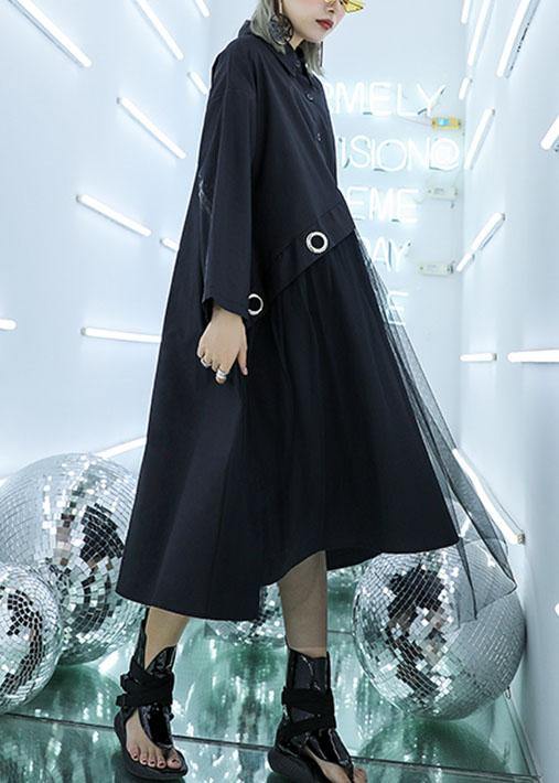 Organic black cotton clothes high waist Art patchwork Dress - SooLinen