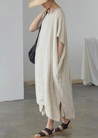 Organic linen Long Shirts Fashion Ultra-Loose Pure Color Graceful Linen Dress - SooLinen