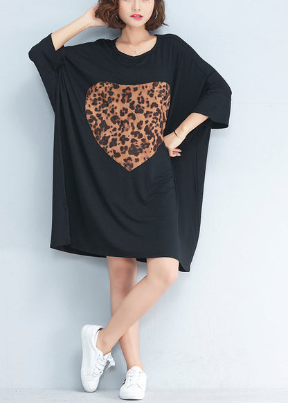 Organic o neck baggy Cotton tunic pattern Women Photography black short Dresses Summer