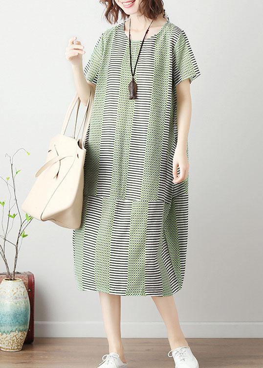 Organic patchwork Cotton tunic dress Work light green Dresses summer - SooLinen