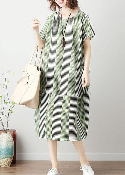 Organic patchwork Cotton tunic dress Work light green Dresses summer - SooLinen