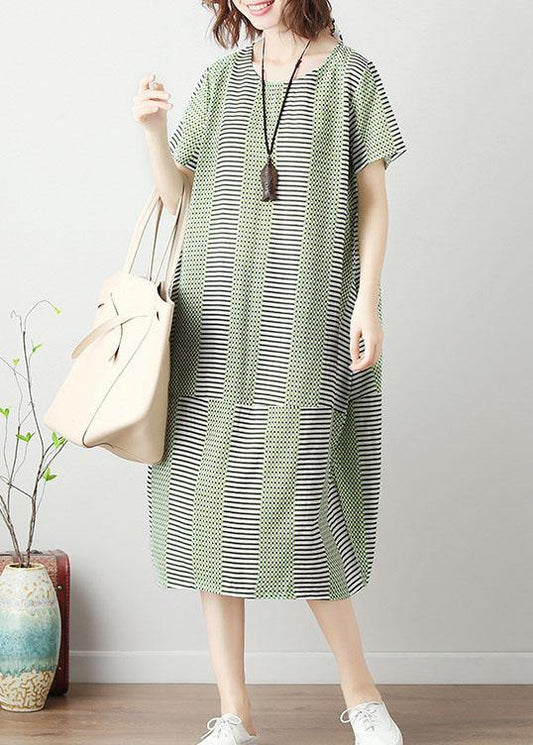 Organic patchwork Cotton tunic dress Work light green Dresses summer - SooLinen