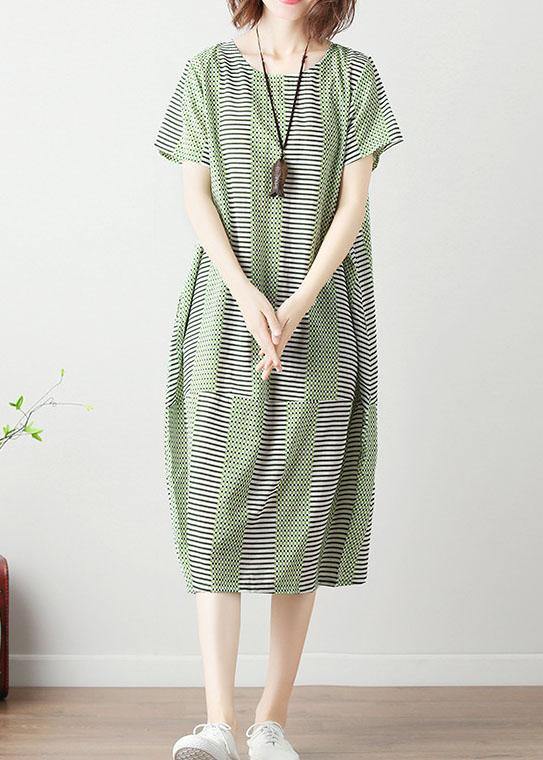 Organic patchwork Cotton tunic dress Work light green Dresses summer - SooLinen