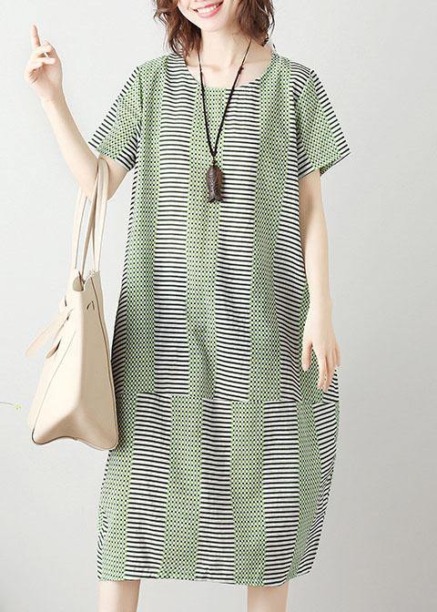 Organic patchwork Cotton tunic dress Work light green Dresses summer - SooLinen