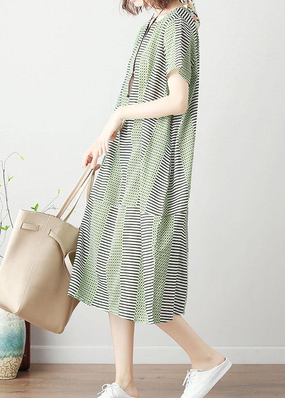Organic patchwork Cotton tunic dress Work light green Dresses summer - SooLinen