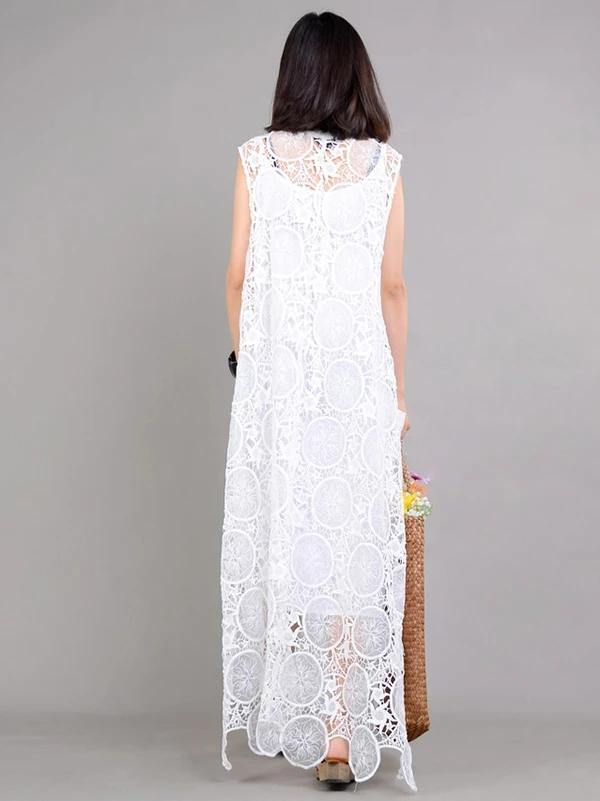 Organic white clothes For Women pockets asymmetric Kaftan summer Dresses - SooLinen