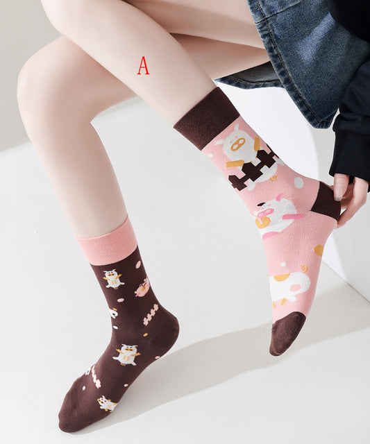 Original AB Asymmetric Combed Cotton Mid Calf Socks