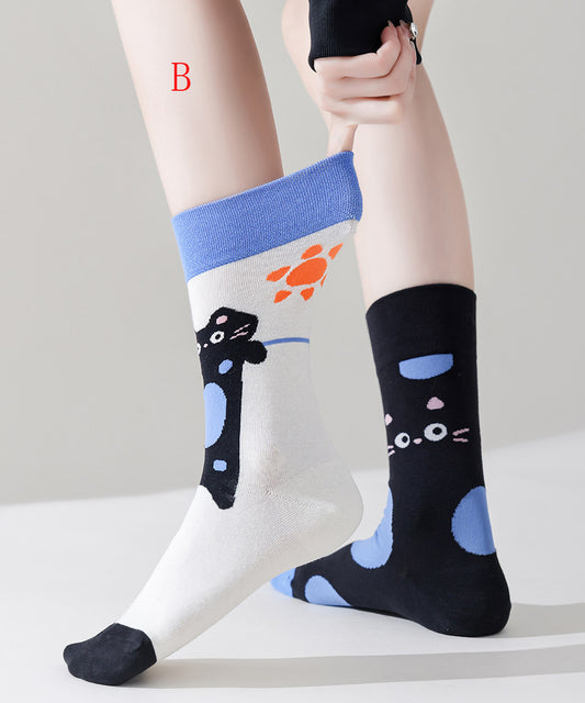 Original AB Asymmetric Combed Cotton Mid Calf Socks