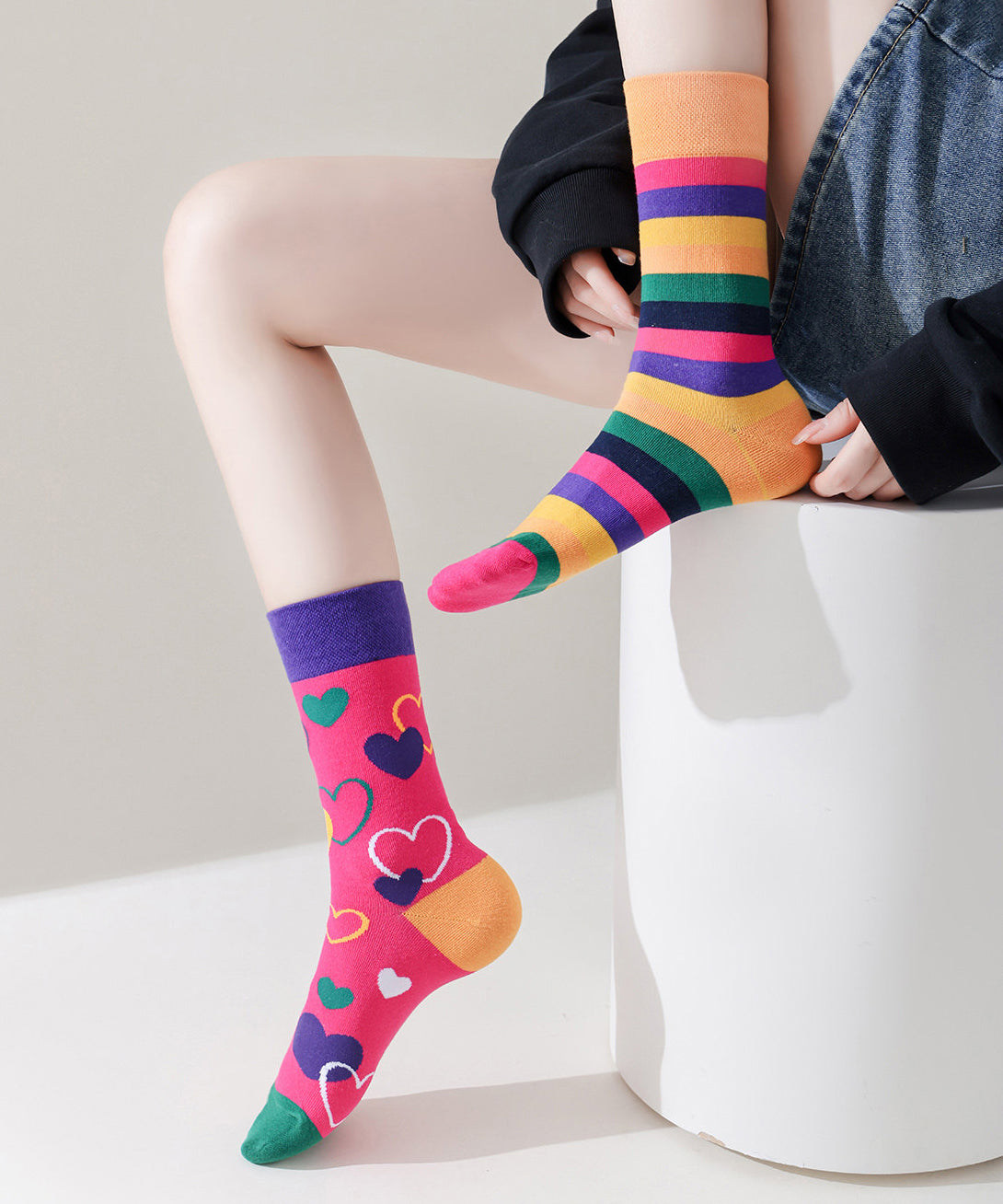 Original Asymmetric Combed Cotton Creative Fashion Socks