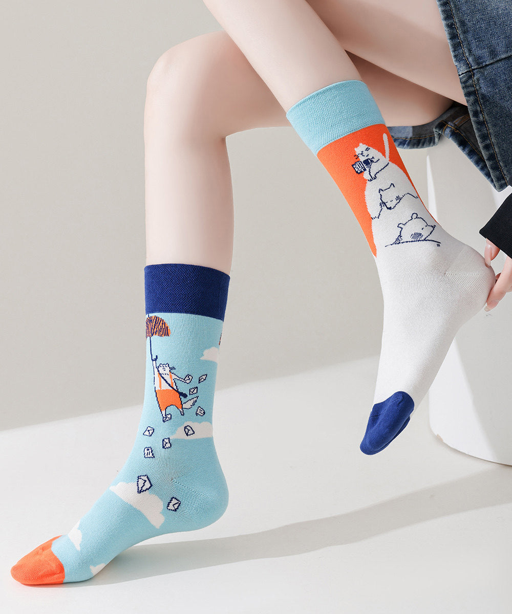 Original Asymmetric Combed Cotton Creative Fashion Socks