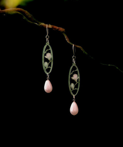 Original Ddesign Green Sterling Silver Pearl Tassel Drop Earrings