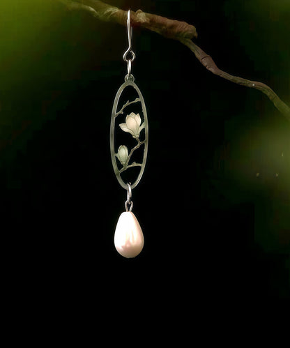 Original Ddesign Green Sterling Silver Pearl Tassel Drop Earrings