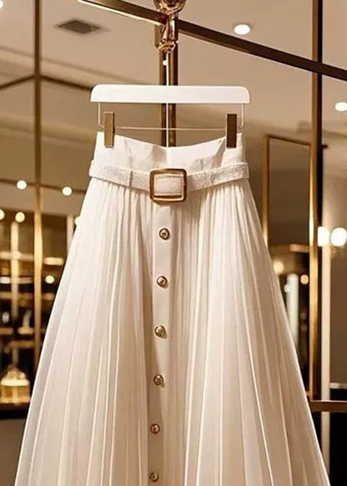 Original Design Apricot Wrinkled High Waist Tulle Skirts Summer