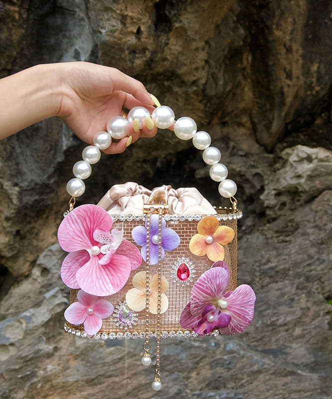 Original Design Birdcage Butterfly Flower Pearl Handheld Bucket Bag