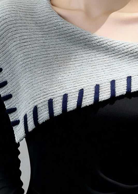 Original Design Black Cold Shoulder Warm Fleece Slim Fit Top Winter