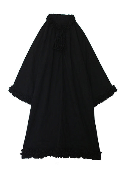 Original Design Black Ruffled Patchwork Cotton Dress Spring