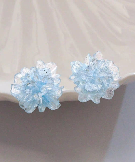 Original Design Blue Acrylic Floral Stud Earrings