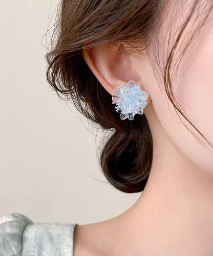 Original Design Blue Acrylic Floral Stud Earrings