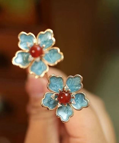 Original Design Blue Alloy Floral A Pair Hairpin