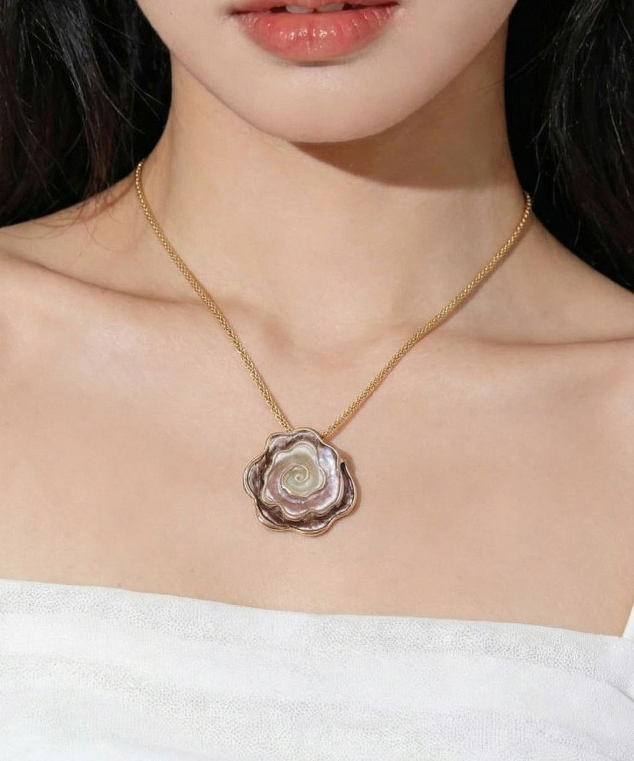 Original Design Blue Copper Alloy Auspicious Clouds Enamel Pendant Necklace