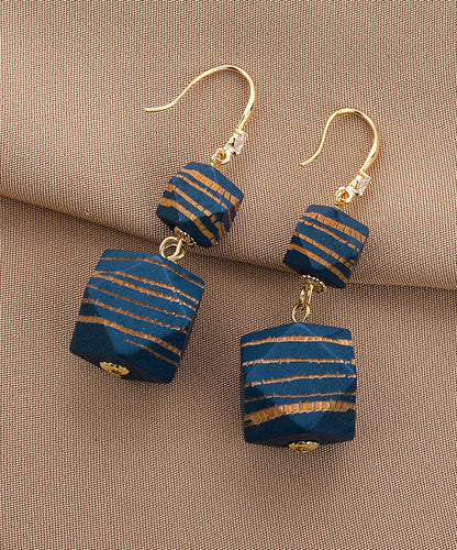 Original Design Blue Copper Alloy Tassel Drop Earrings