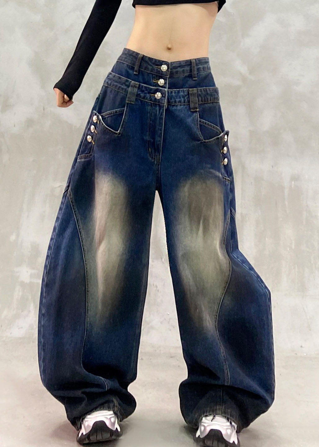 Original Design Blue High Waist Wide Leg Jeans
