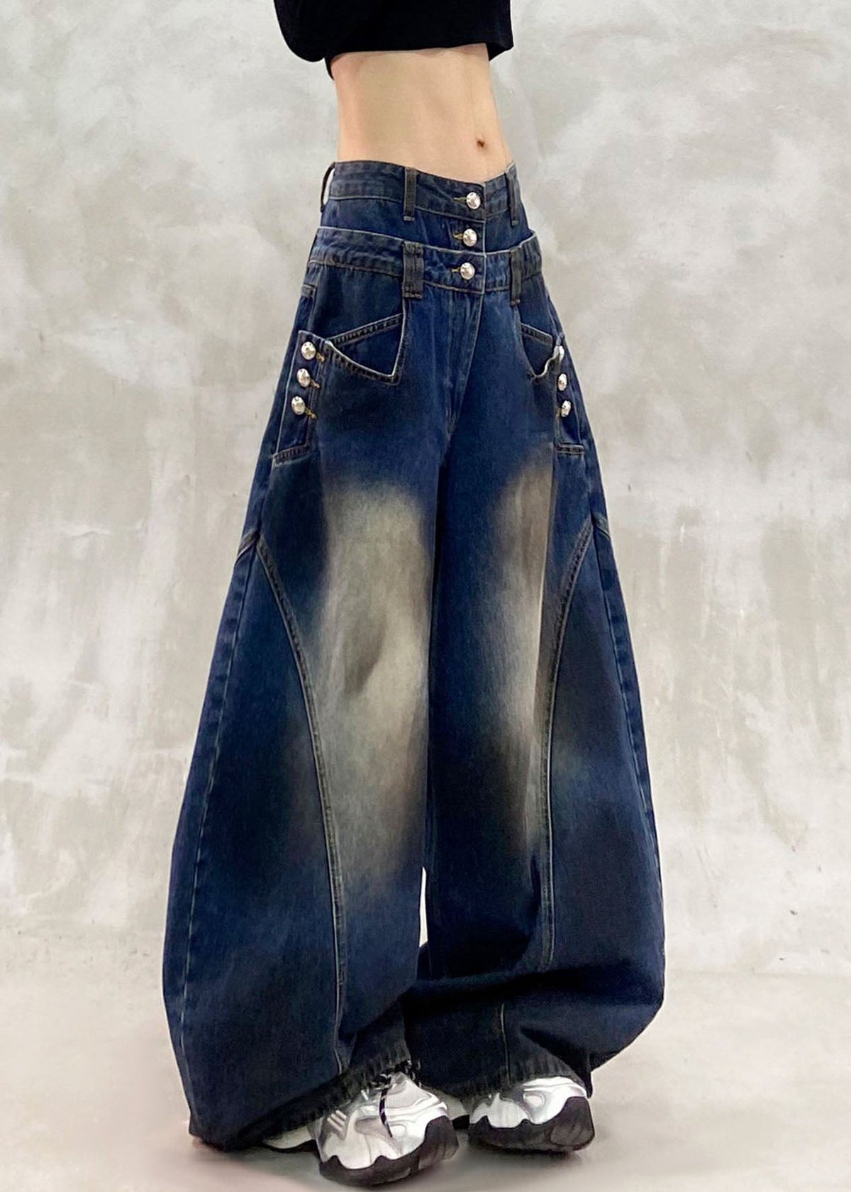 Original Design Blue High Waist Wide Leg Jeans