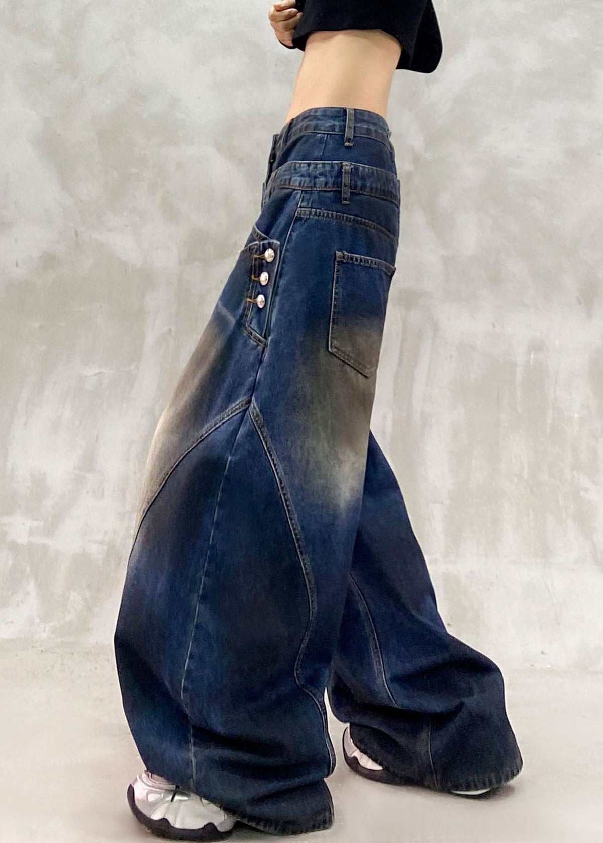Original Design Blue High Waist Wide Leg Jeans