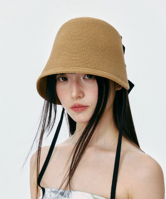 Original Design Bow Tie Tied Straw Woven Bucket Hat