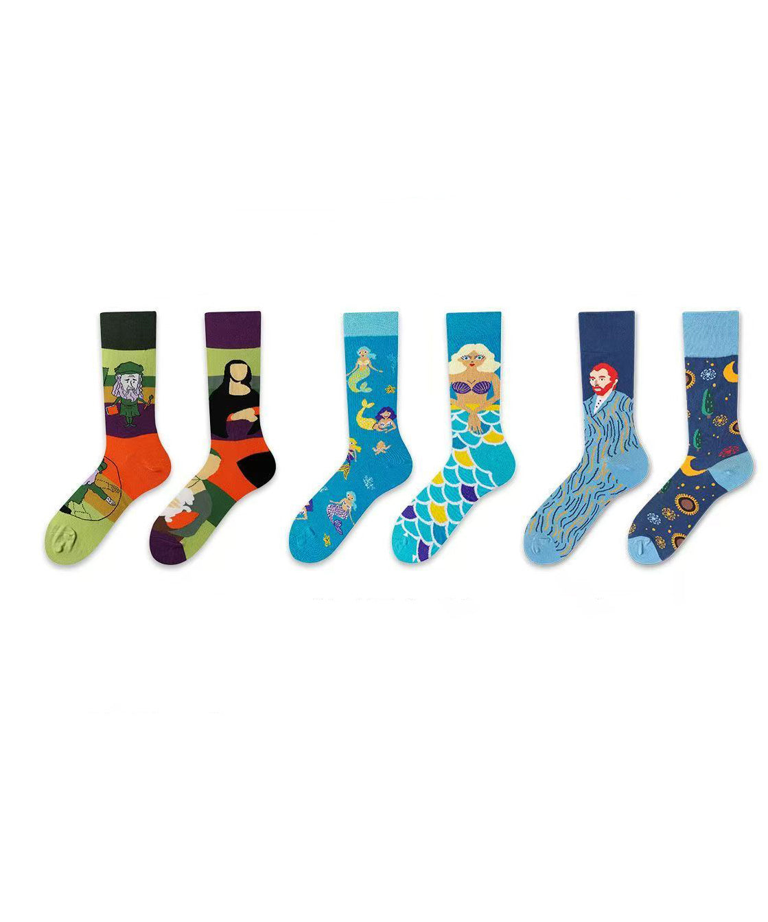 Original Design Cartoon Animal Cotton Mid Tube Socks Asymmetry Jacquard