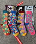 Original Design Cartoon Jacquard Cotton Mid Calf Socks