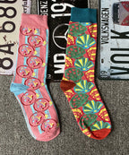 Original Design Cartoon Jacquard Cotton Mid Calf Socks