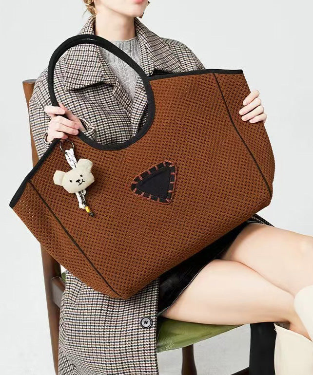 Original Design Chocolate Patchwork Large Capacity Cotton Women Handbag