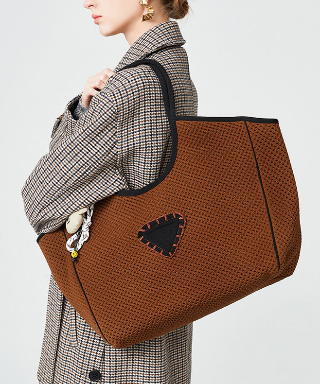 Original Design Chocolate Patchwork Large Capacity Cotton Women Handbag
