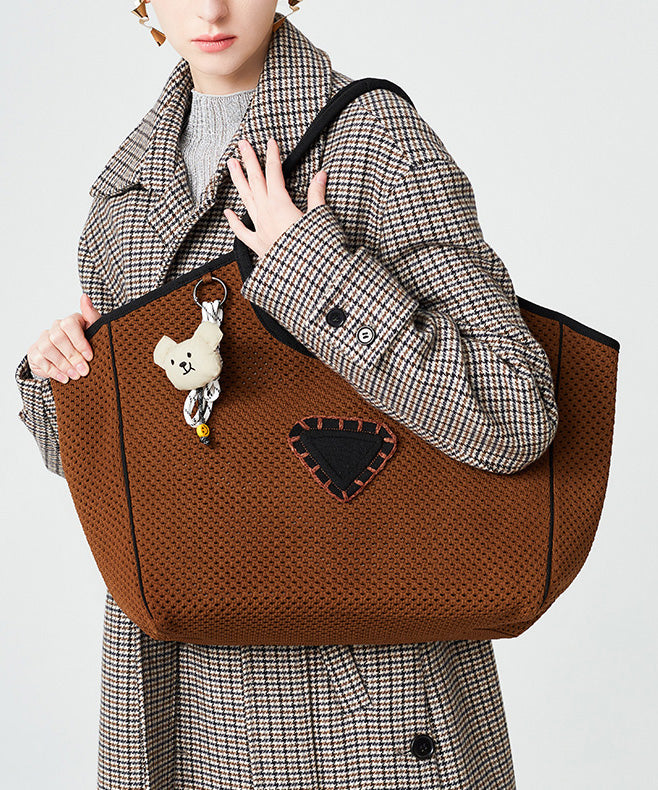 Original Design Chocolate Patchwork Large Capacity Cotton Women Handbag