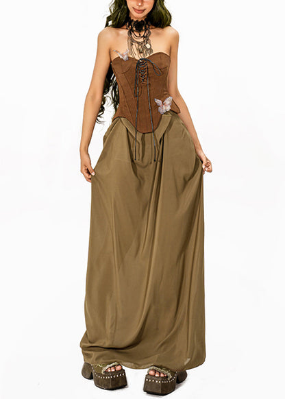 Original Design Colorblock Cold Shoulder Patchwork Maxi Dresses Sleeveless