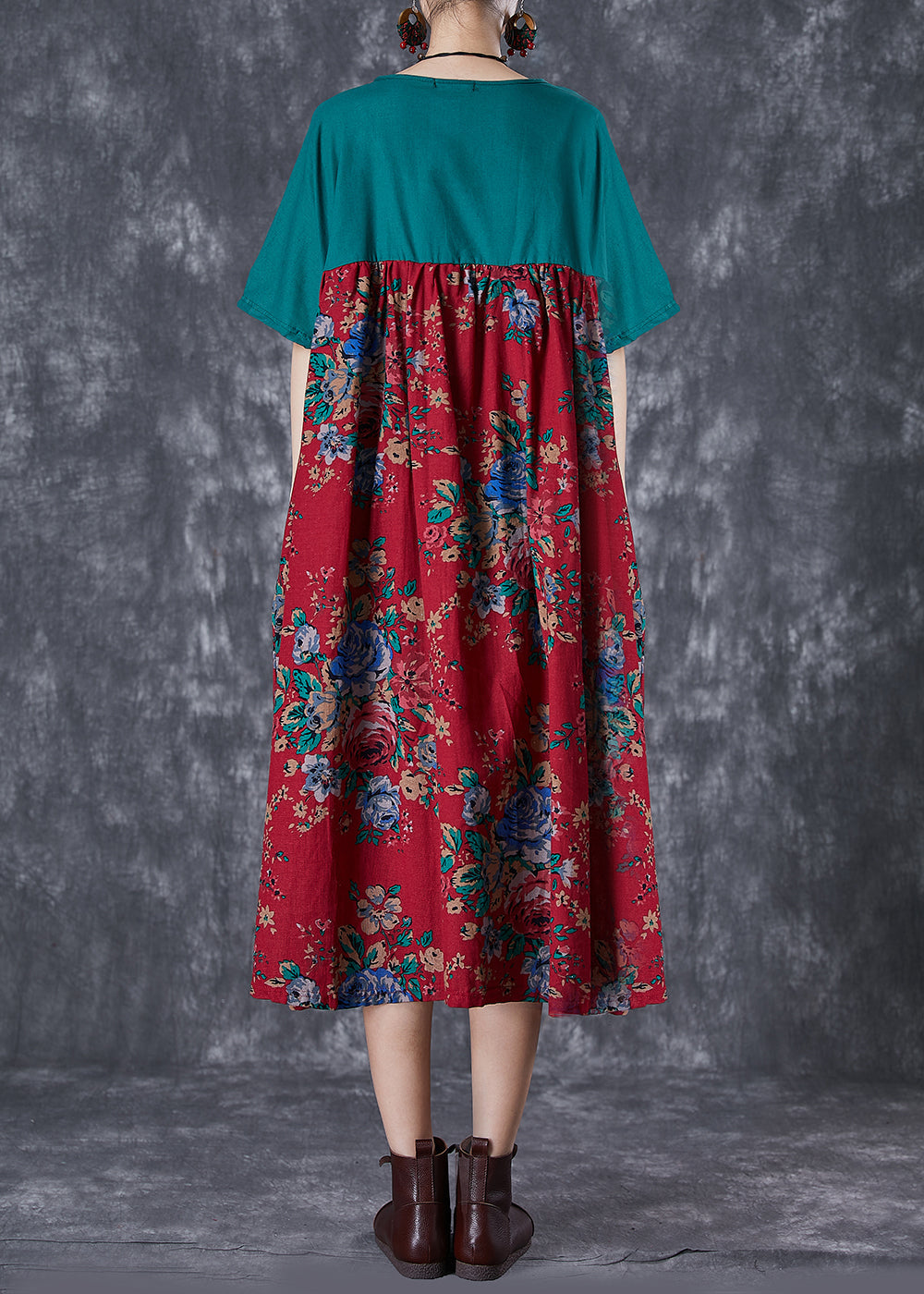 Original Design Colorblock Oversized Patchwork Cotton Maxi Dresses Summer