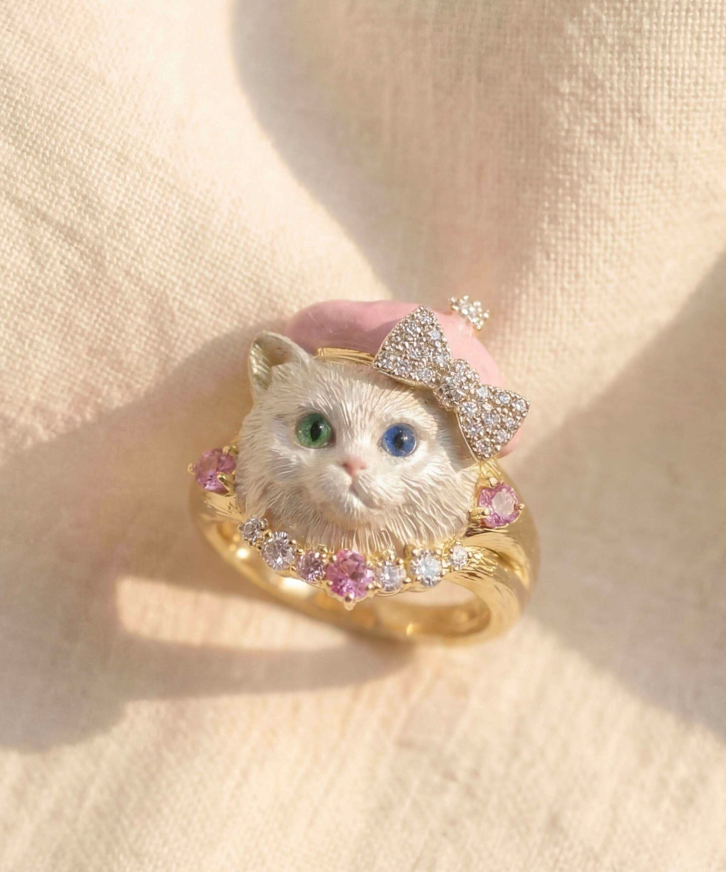 Original Design Copper Zircon Little Cat Rings