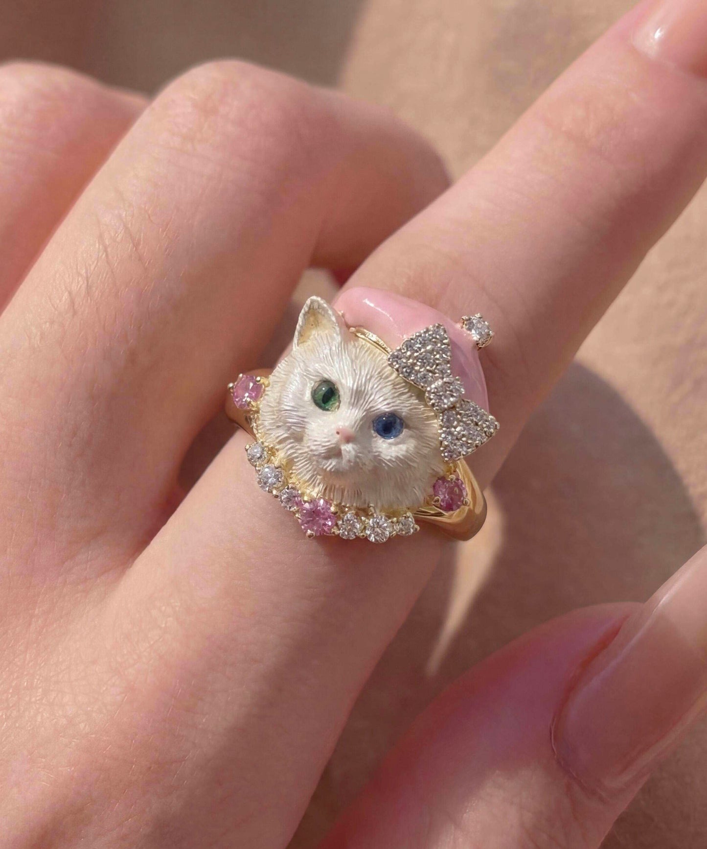 Original Design Copper Zircon Little Cat Rings