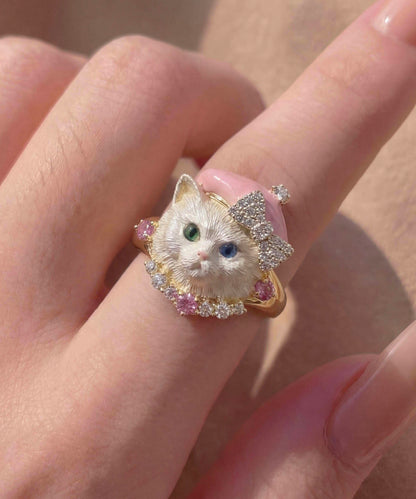 Original Design Copper Zircon Little Cat Rings