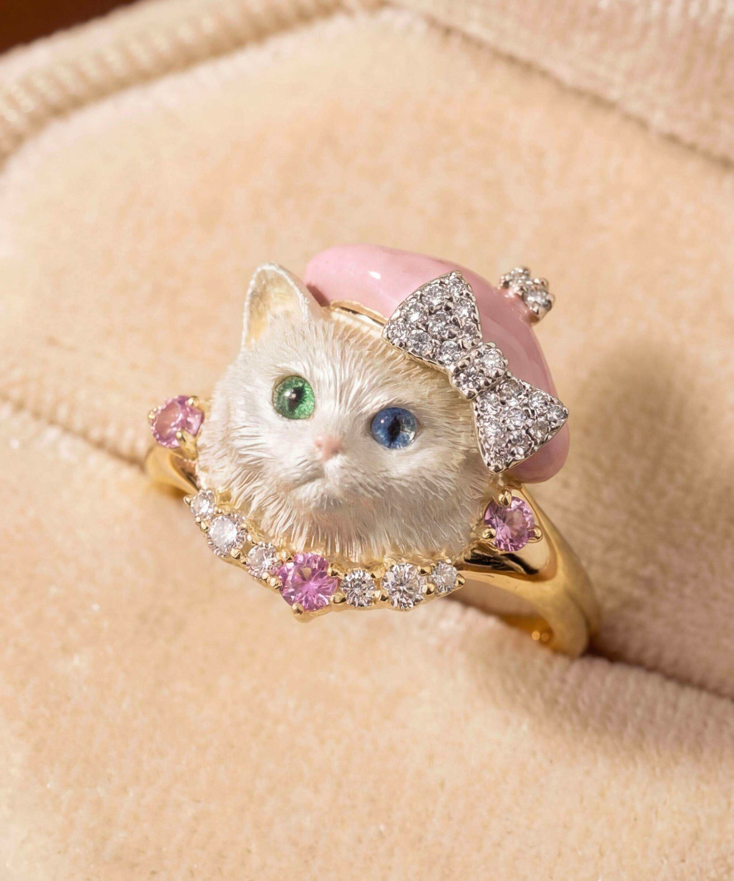 Original Design Copper Zircon Little Cat Rings