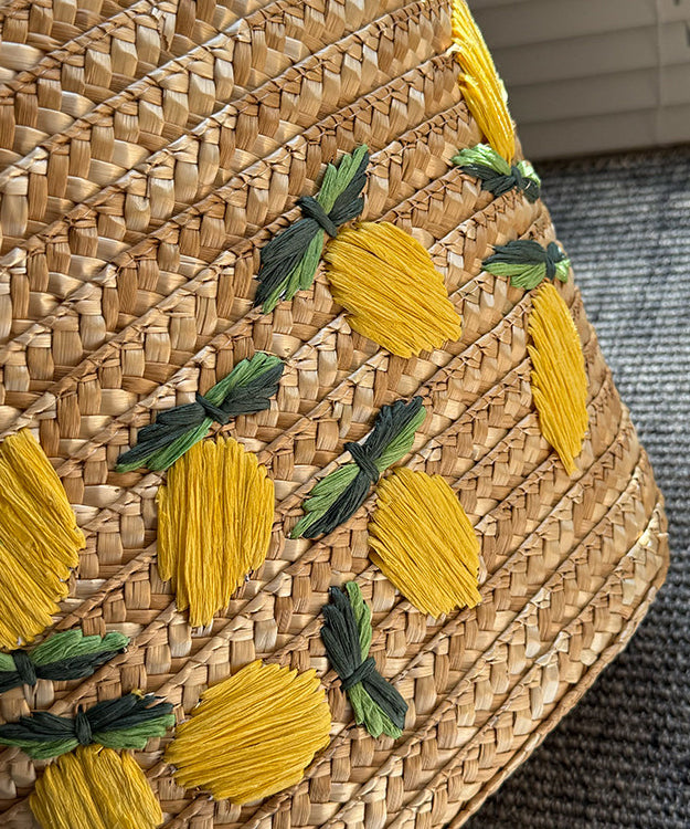 Original Design Embroidered Lemon Woven Shoulder Bag