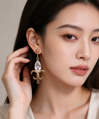 Original Design Gold Alloy Crystal Drop Earrings