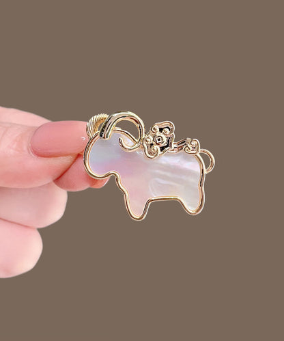 Original Design Gold Copper Overgild Shell Goat Brooches