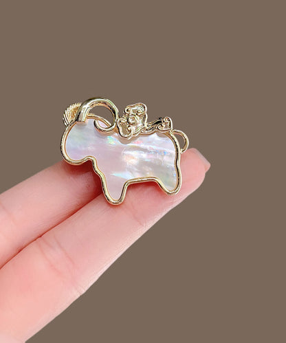 Original Design Gold Copper Overgild Shell Goat Brooches