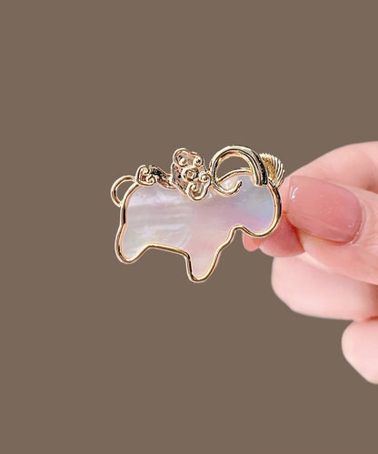 Original Design Gold Copper Overgild Shell Goat Brooches