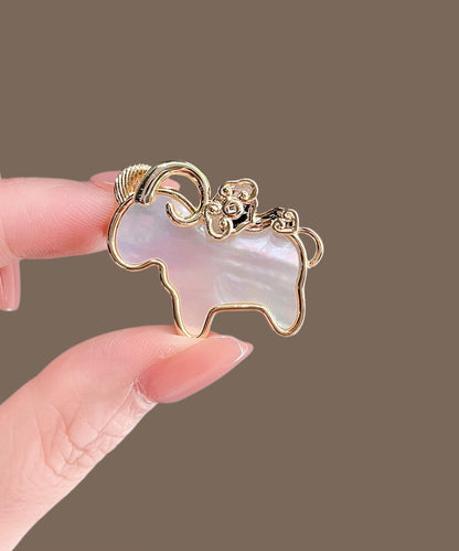 Original Design Gold Copper Overgild Shell Goat Brooches